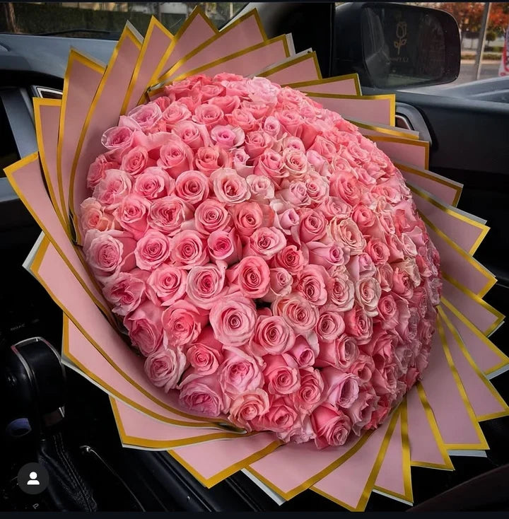 200 Pink Roses on Pink Wrapping