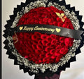 200 Red Roses Baby Breath on Black Wrapping