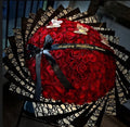 200 Red Roses on Black Dir Wrapping