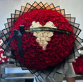 200 Red Roses White Heart on Black Transparent Wrapping