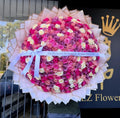 300 Hot Pink/Purple/Pink/White Roses on Pink Wrapping