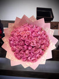 50 Pink Roses Pink Dir Wrapping