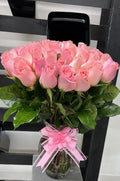 50 Pink Roses on Vase