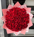 50 Red Roses Pink Dir Wrapping
