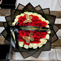 50 Red Roses White Ring Black Transparent Wrapping