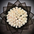 50 White Roses Black Transparent Wrapping